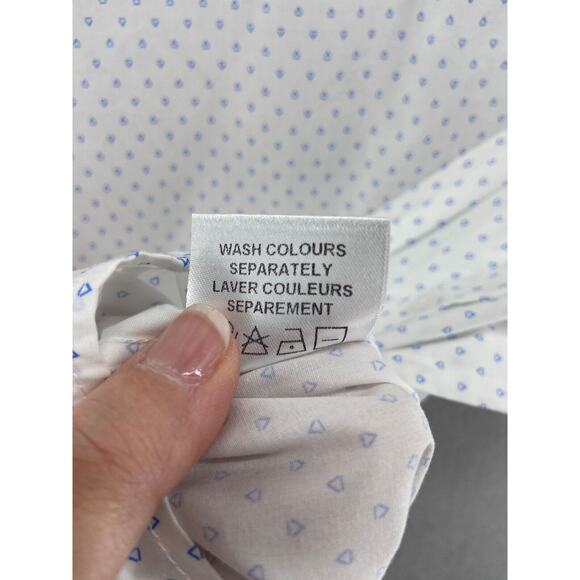 Zanetti Shirt Men 14.5 32/33 Button Down White Triangle Printed Long Sleeve‎ - Picture 9 of 14